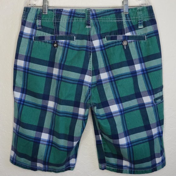 Iron Co.* Men's 2" Belt Loop Multipocketed Plaid Flat Front Shorts~ Size 32 - Picture 2 of 12